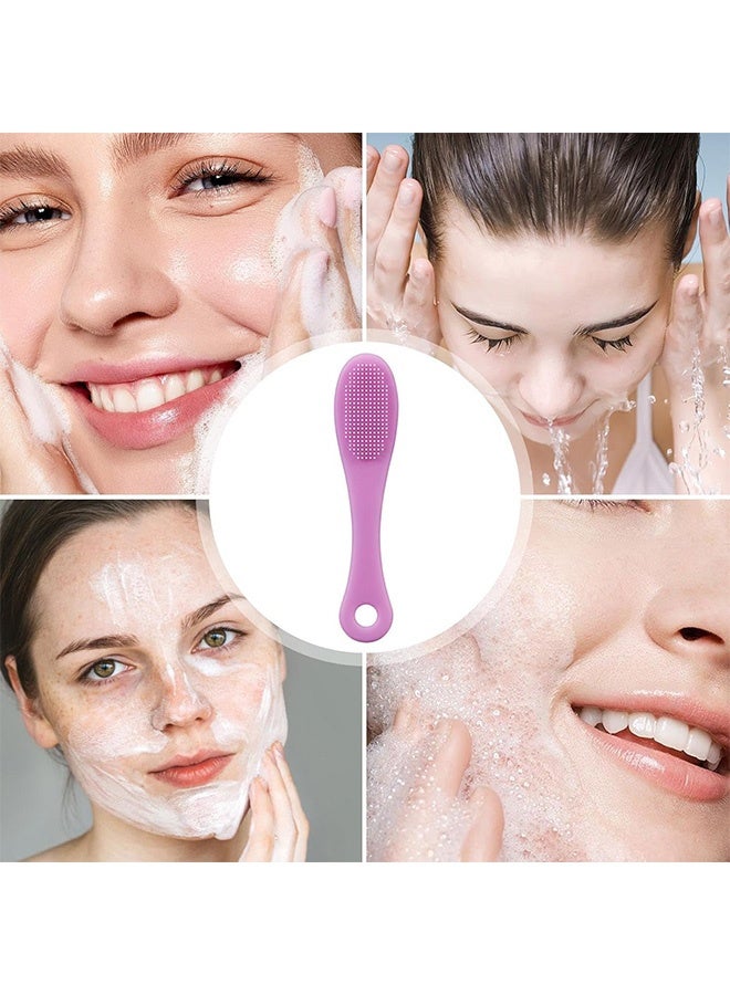 3PcThe Silicone Brush for Cleaning the Nose ,Soft Silicone Pore Scrubber for Face,Gentle Manual Noses Cleaning Brushes(Blue, Purple, Pink) - Image 5