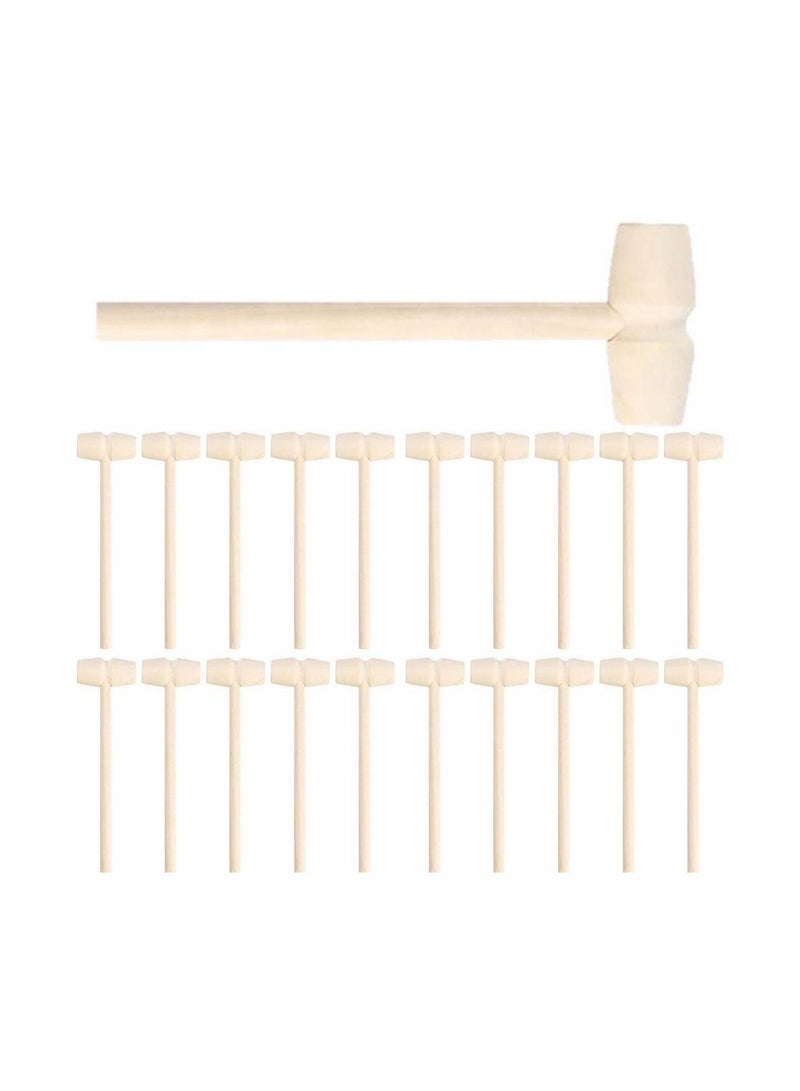 20 Pieces Wooden Crab Mallet for Cracking Seafood, Crab, Lobster, Mini Hammer Toy Kids, Chocolate  - Image 1