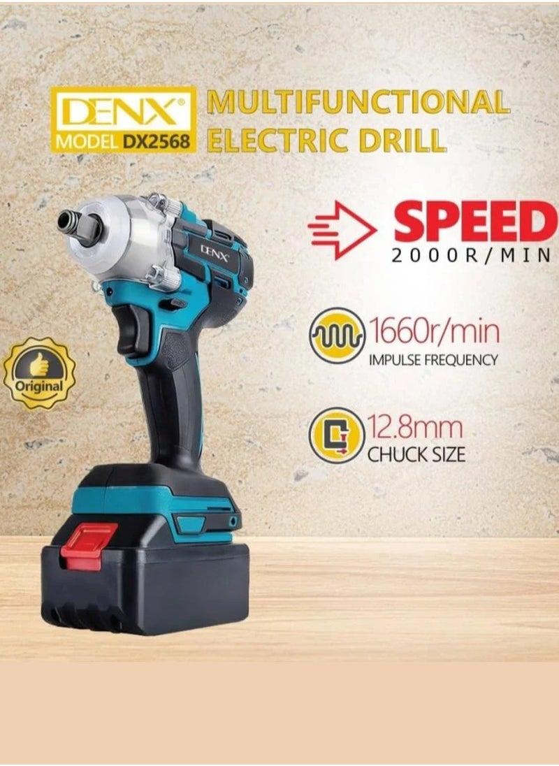 Denx Car Tire Screwdriver and Cordless Drill Set with Bag 2000r/min Speed with Two 21V Batteries | 1660r/min Impulse Frequency | 12.8mm  - Image 2