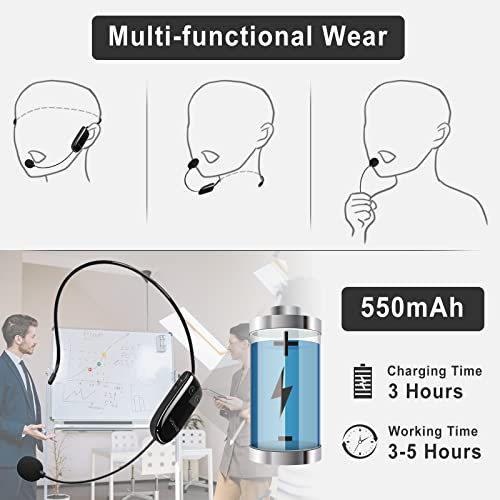 SHIDU S615 Voice Amplifier for Teachers, Mini Voice Amplifier with UHF Wireless Microphone Headset, 10W Output 1800mAh Personal Portable Speaker Suitable for Coaches,Tour Guides, Promotions, Outdoors - Image 3
