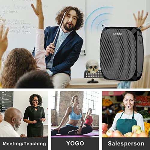 SHIDU S615 Voice Amplifier for Teachers, Mini Voice Amplifier with UHF Wireless Microphone Headset, 10W Output 1800mAh Personal Portable Speaker Suitable for Coaches,Tour Guides, Promotions, Outdoors - Image 5