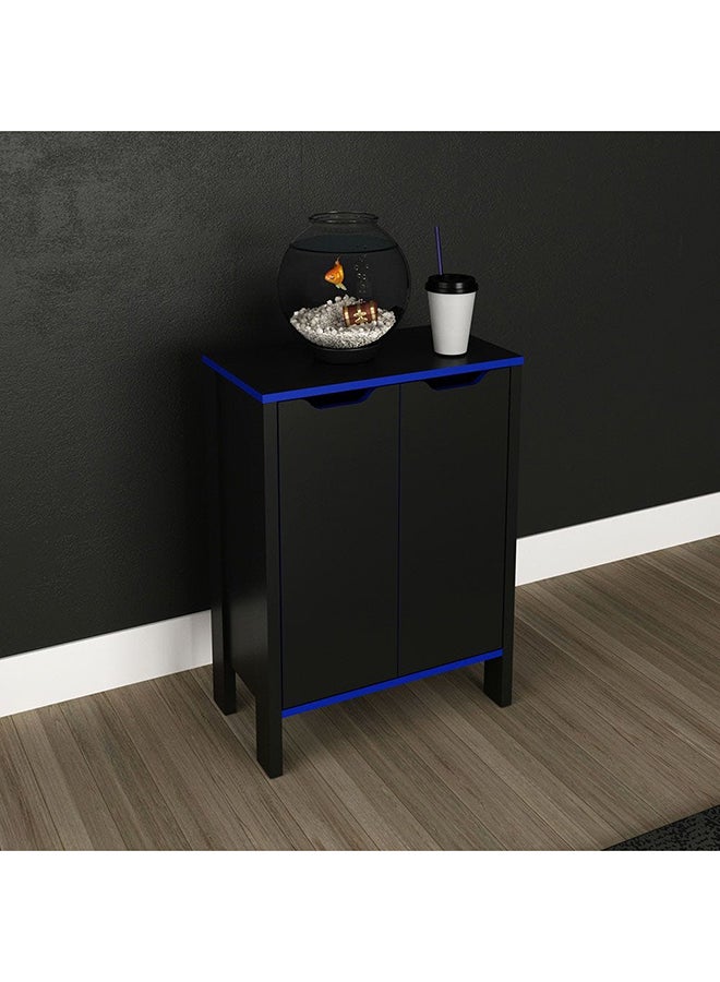 DANUBE HOME Atlaz Storage Cabinet With 2 Doors Kitchen Organiser Side Board Modern Design Furniture For Dining Room L 54x30.3x74.5 Cm Blue/Black - Image 1