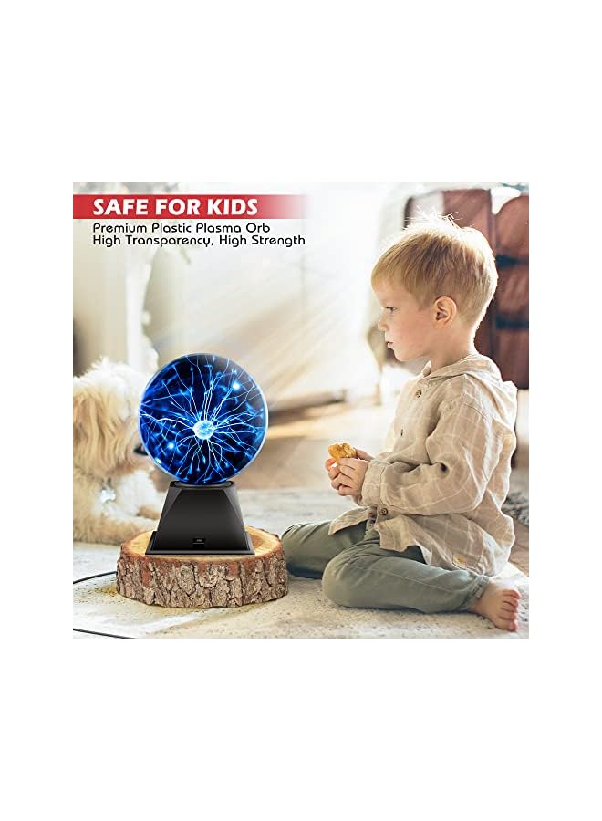 The Bros مصباح كرة بلازما 6 بوصة لعبة علمية حساسة للمس والصوت كرة بلازما كبيرة جدًا لمصباح ديكور غرفة نوم الأطفال والمراهقين لعبة هدايا (زرقاء) - Image 5