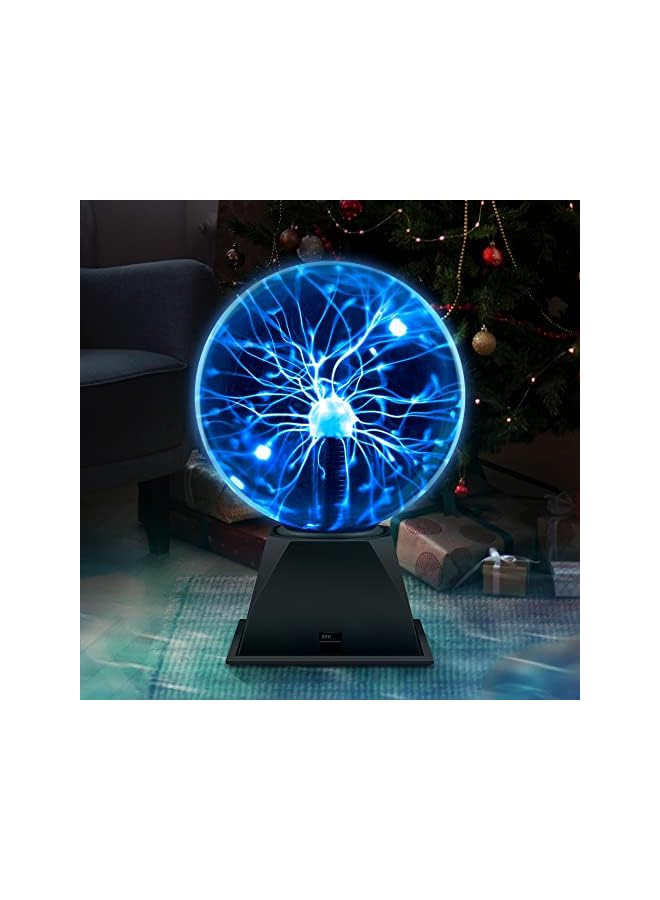 The Bros مصباح كرة بلازما 6 بوصة لعبة علمية حساسة للمس والصوت كرة بلازما كبيرة جدًا لمصباح ديكور غرفة نوم الأطفال والمراهقين لعبة هدايا (زرقاء) - Image 3