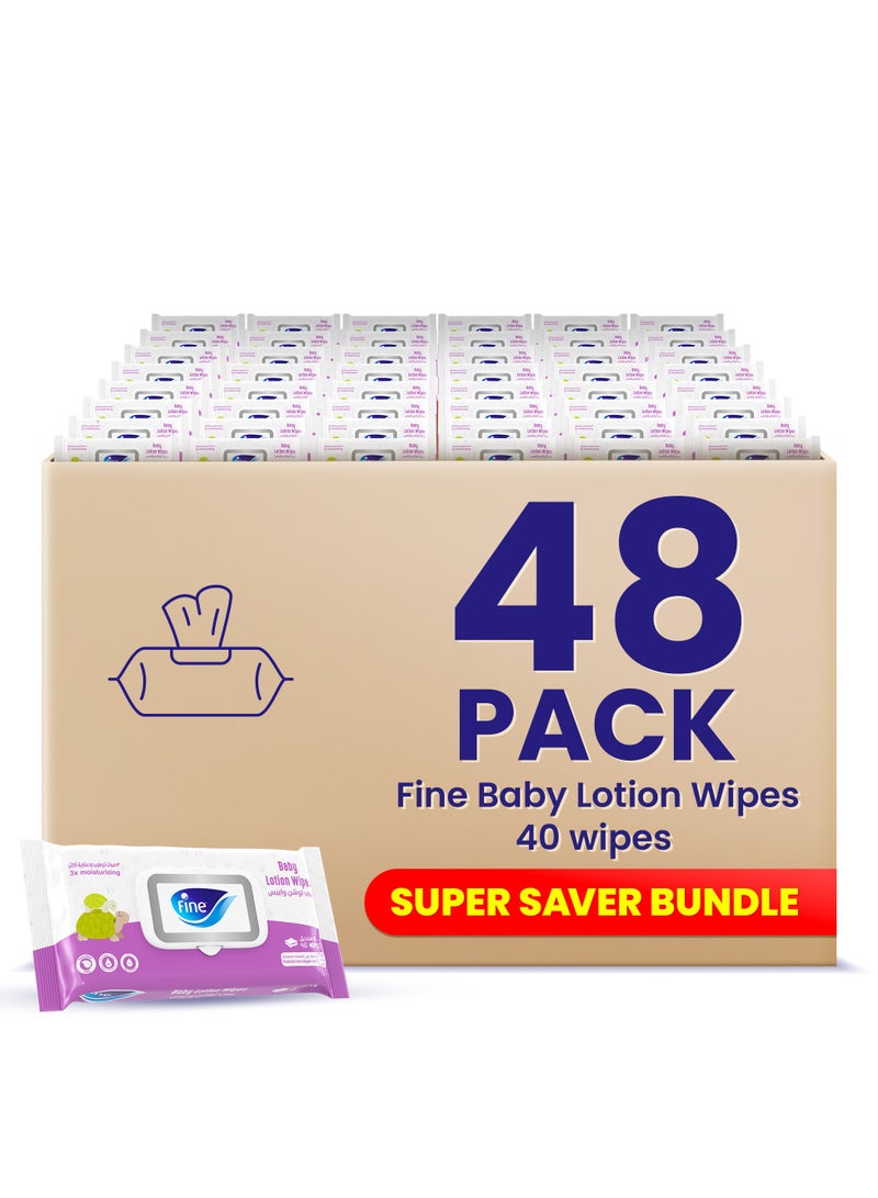 Fine Baby Baby Lotion Wipes 40 Count Pack of 48 - Image 1