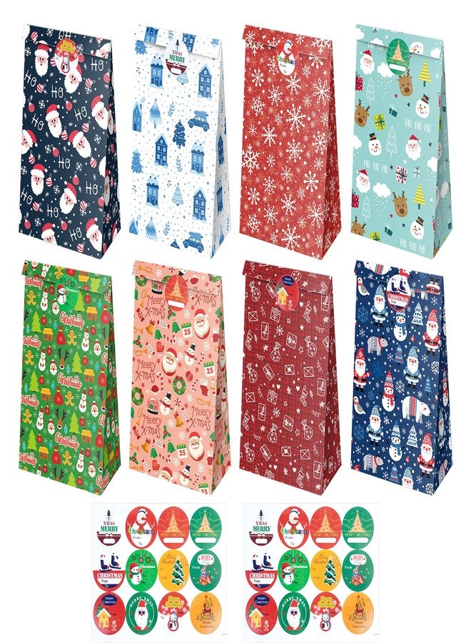 XiaosRen 24Pcs Christmas Treat Bags, Mini Xmas Gift Bags with Stickers, Goodie Small for Holiday Gifts Wrapping Party Favor. - Image 1