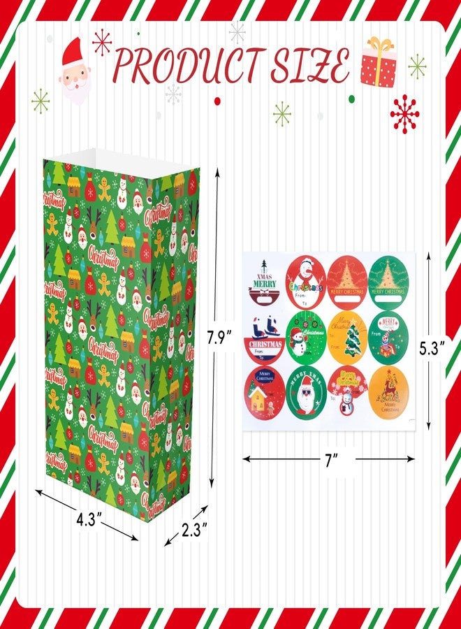 XiaosRen 24Pcs Christmas Treat Bags, Mini Xmas Gift Bags with Stickers, Goodie Small for Holiday Gifts Wrapping Party Favor. - Image 2