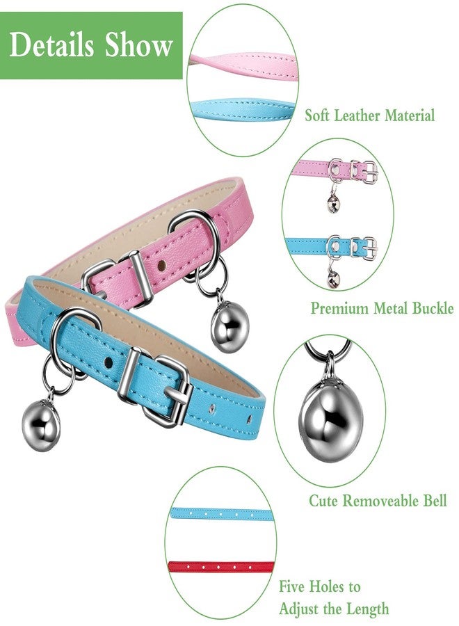 Weewooday 6 Pieces Leather Cat Collar with Bell Cute Pet Kitten Leather Collar for Boy Girl Cats for Small Kitten Puppy(Classic Color) - Image 3