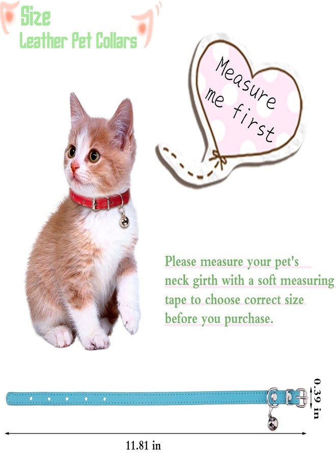 Weewooday 6 Pieces Leather Cat Collar with Bell Cute Pet Kitten Leather Collar for Boy Girl Cats for Small Kitten Puppy(Classic Color) - Image 2