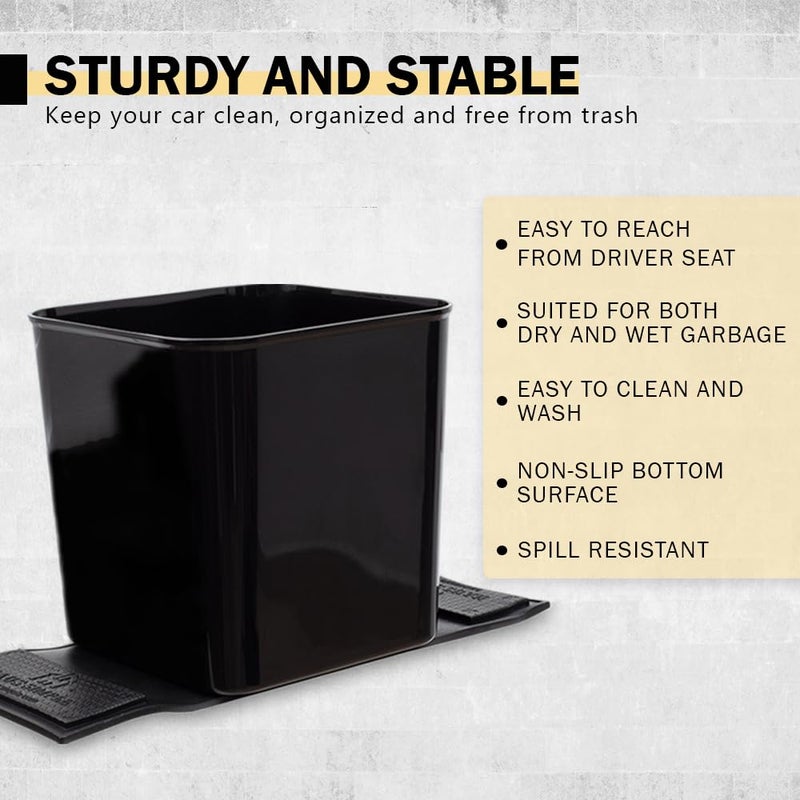 HAUSSIMPLE Car Trash Can for Vehicles Leakproof Compact Garbage Bin w/Stability Flap, Anti-Slip Base, Portable Trash Holder for Cars, Trucks, SUVs, Minivans (Black, Large) - Image 5