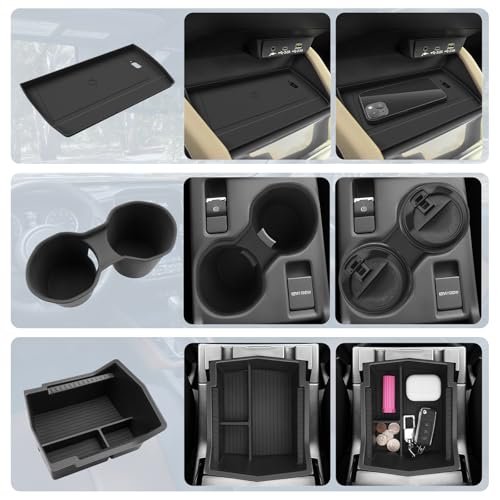 BIBIBO for 2025 Subaru Forester Center Console Organizer 2025 2026 Subaru Forester Console Armrest Tray+Cup Holder +Wireless Charging Mat 2025 Forester Insert Organizer 2025 Forester Accessories - Image 2