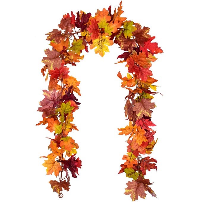 2 PACK FALL GARLAND DECORATION 58FTSTRAND ARTIFICIAL MAPLE GARLAND COLORFUL LEAVES AUTUMN DECOR FOR HOME WEDDING PARTY THANKGIVING MIXED COLOR