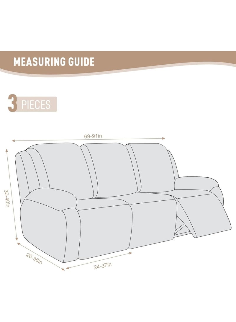 Zikra 3 Seater Recliner Covers, Stretch Reclining Chair Covers, Recliner Sofa Slipcovers Stripe, Jacquard Recliner Couch Covers, Furniture Protector Covers for Kids, Pets - Image 2