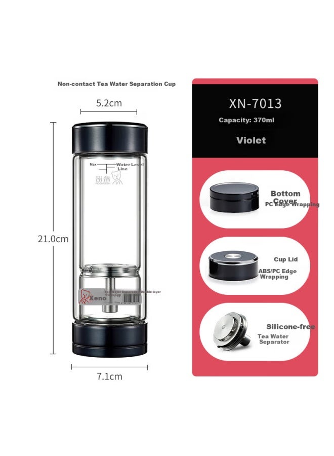 Xino Double-layer Glass Cup With Magnetic Tea Infuser, High-end Tea Mug For Men, Water Cup Xn-7013 Purple 370ml