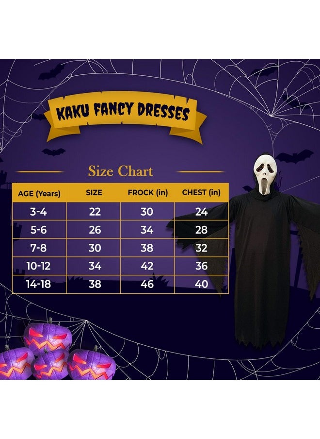 Kaku Fancy Dresses - Kaku Fancy Dresses Polyester Black Ghost Costume For Kids With Vampire Teeth & Face Mask For Halloween Horror Costume Party - Image 1