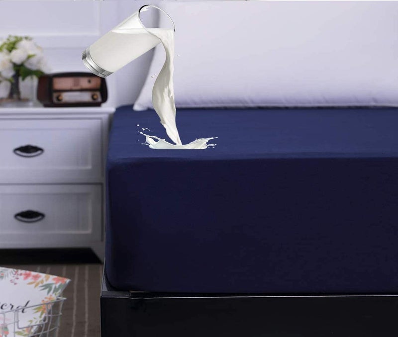 BCARE Water Proof Terry Cotton Double Bed Mattress Protector Cobalt 198 x 122 x 25 cm - Image 3