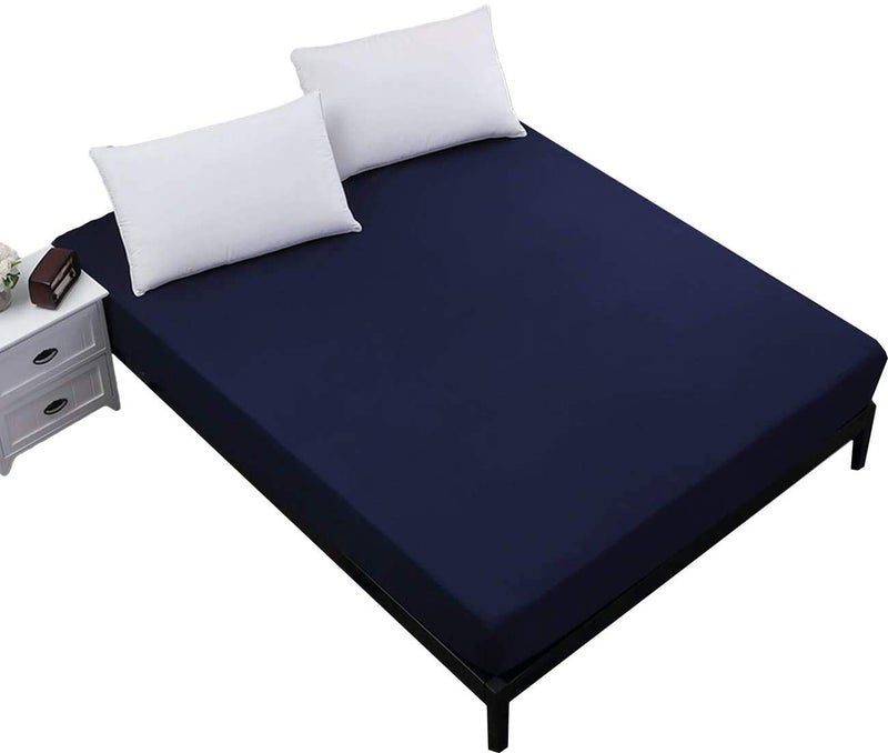 BCARE Water Proof Terry Cotton Double Bed Mattress Protector Cobalt 198 x 122 x 25 cm - Image 1