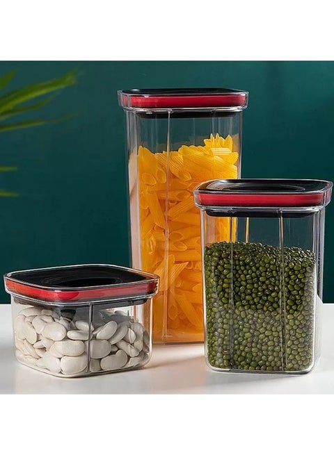 Set of 3 pieces Airtight Food Storage with Lid, Double Sealed Thick storage Jar, Stackable Boxes，Leak Proof, Easy to Clean, BPA Free,Cereal & Dry Food Storage， Airtight Food Storage Container with Lid – Non-Toxic, BPA-Free Kitchen Storage Container – Stackable, Space-Saving Airtight Container for Dry Goods and Moreblack）