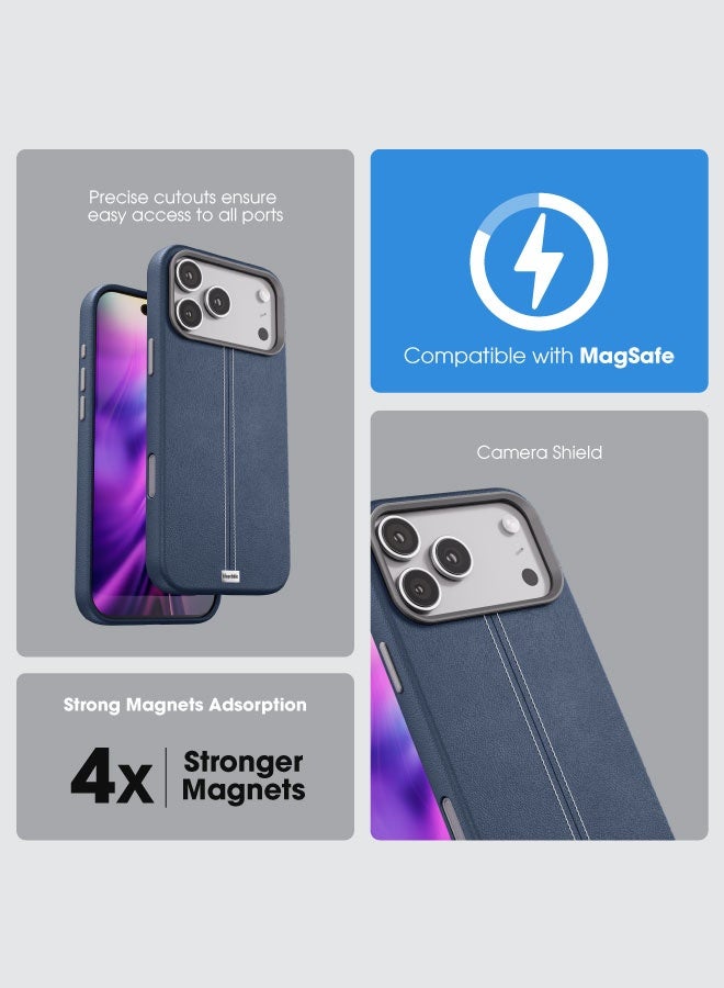 blupebble Elite Guard Leather MagSafe Case for iPhone 17 Pro / 17 Pro Max – Slim Shockproof Protective Cover, Wireless Charging Compatible - Image 5