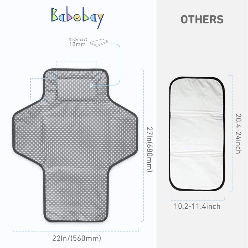 Babebay Portable Changing Pad for Baby|Travel Baby Changing Pads for Moms, Dads|Waterproof Portable Changing Mat with Built-in Pillow|Excellent Baby Shower/Registry Gifts - Image 2
