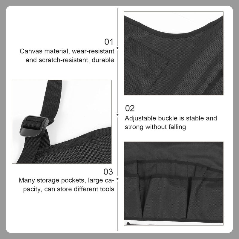 Multi-pocket Canvas Tool Apron for Gardening and Lawn Care, Portable Work Apron with Sturdy Pockets, Suitable for Gardeners and DIY Outdoor Tasks - Image 4