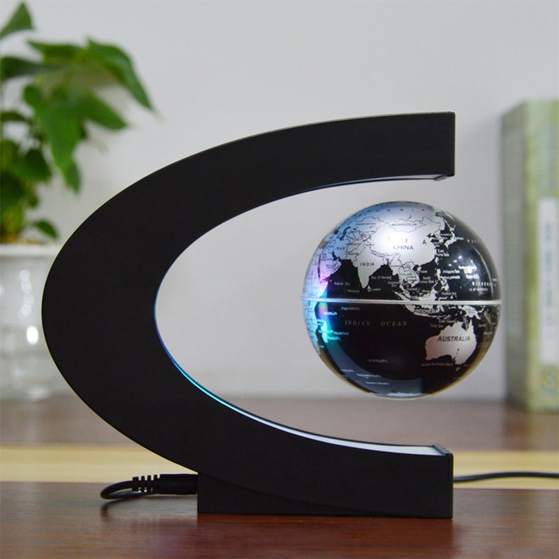 3 Inch Magnetic Levitation Floating Globe World Map Globe with C Shape Base LED Lights for Teaching Home Office Desk Decoration - Image 3