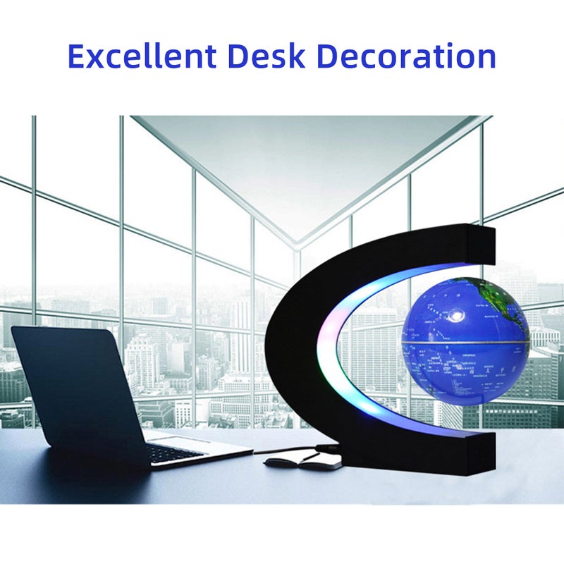 3 Inch Magnetic Levitation Floating Globe World Map Globe with C Shape Base LED Lights for Teaching Home Office Desk Decoration - Image 5