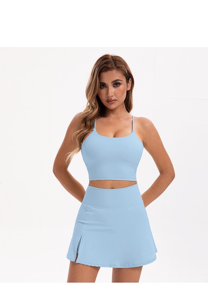 Girls' Short Skirt Anti Glare Outdoor High Waist Yoga Exercise Fitness Set - Image 1