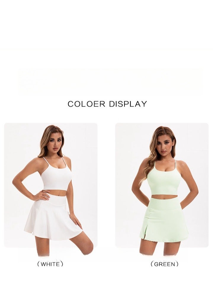 Girls' Short Skirt Anti Glare Outdoor High Waist Yoga Exercise Fitness Set - Image 4