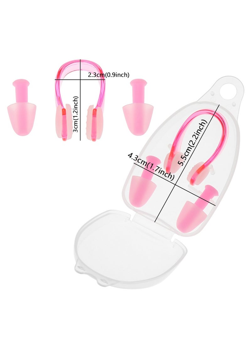 Waterproof Swimming Earplugs and Nose Clip Set (Pack of 3): Black, Pink, Blue - Protect Your Ears and Nose from Water