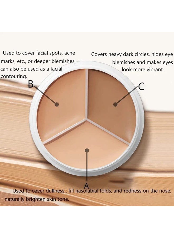 Sweet Mint Tri-Color Concealer Make Up Foundation for Dark Skin - Full Coverage Cover Spots Acne Marks Highlight Contours - Waterproof Long Lasting Palette，Equipped With a Concealer Brush - Image 5