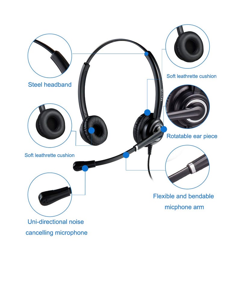MAIRDI Cell Phone Headset with Microphone Noise Canceling, PC Laptop Headset 3.5mm Jack for Office Work, Phone Headset for iPhone Computer Samsung Androids Tablets Skype Teams Video Conference - Image 2