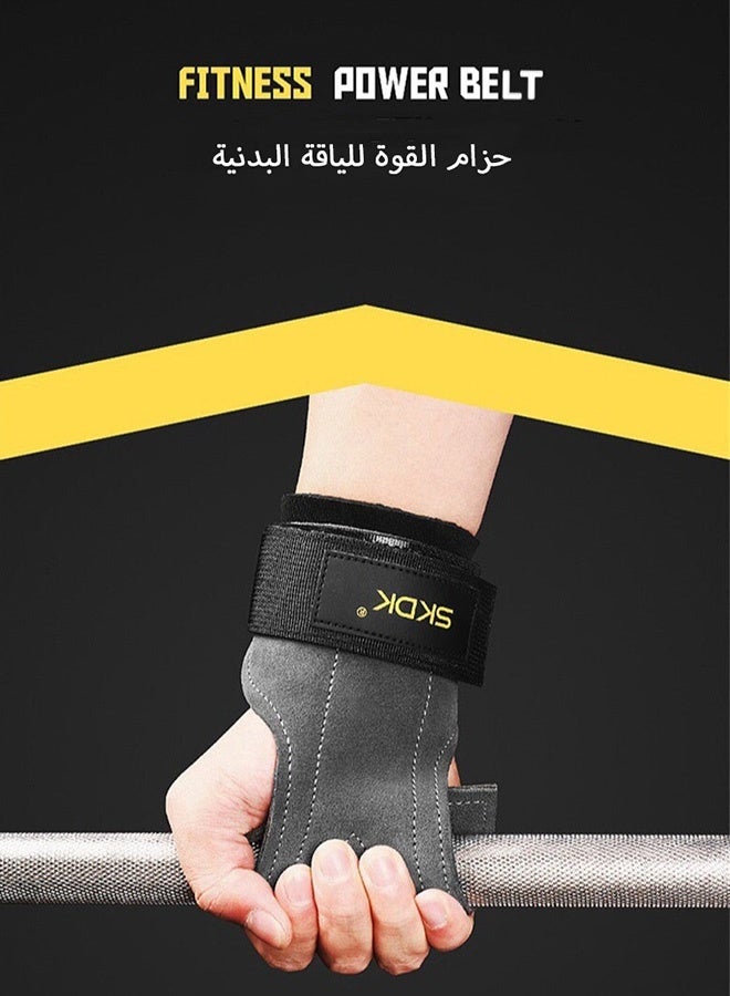 إس كي دي كي مجموعة من قطعتين من أربطة معصم جلدية لرفع الأثقال، بطبقتين قابلة للتعديل ومبطنة، مثالية للرفعة الميتة والباورليفتنغ وتمارين الجيم، معدات لياقة متينة لدعم المعصم وتقوية القبضة للرجال والنساء - Image 3