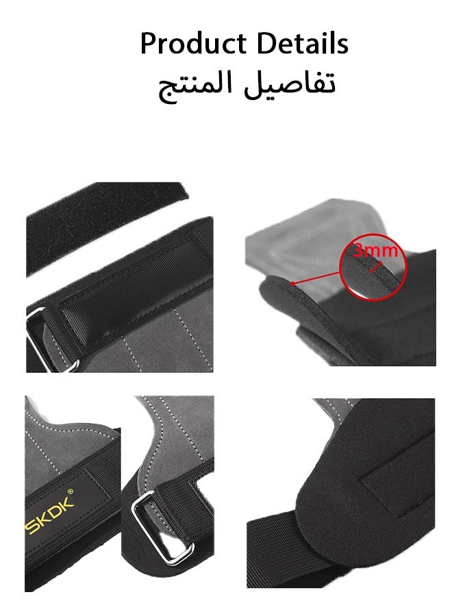 إس كي دي كي مجموعة من قطعتين من أربطة معصم جلدية لرفع الأثقال، بطبقتين قابلة للتعديل ومبطنة، مثالية للرفعة الميتة والباورليفتنغ وتمارين الجيم، معدات لياقة متينة لدعم المعصم وتقوية القبضة للرجال والنساء - Image 4