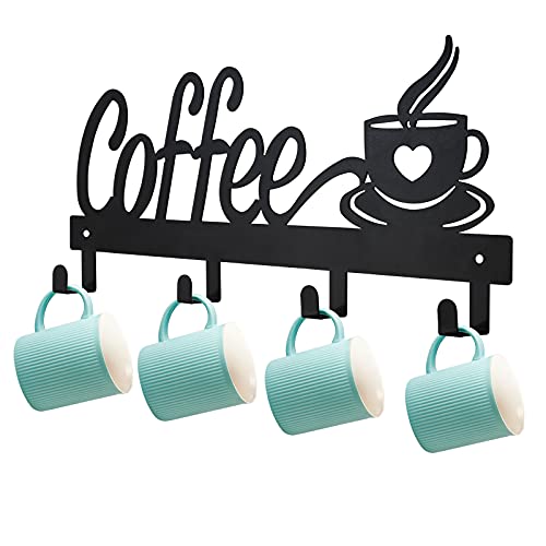 CUKE2BEET Wall Mounted Coffee Mug Holder - Mug Organizer Rack for Coffee Bar, Kitchen Utensils Display - Image 1