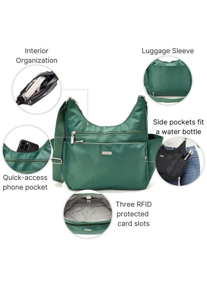 Baggallini Essential Hobo Bag 11x9" Lightweight Travel Purse Handbag Crossbody Bag For Women Washable Nylon w/RFID Protection - Image 1