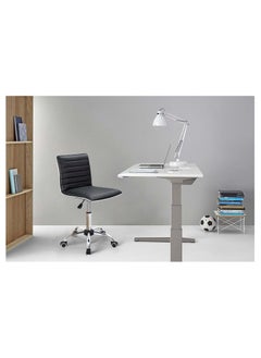 Mahmayi Mahmayi Black Leather Swivel Executive Chair Stylish Ribbed Mid Back Design Ideal for Office, Home and Workspace  - Image 2