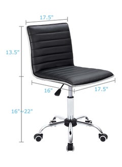 Mahmayi Mahmayi Black Leather Swivel Executive Chair Stylish Ribbed Mid Back Design Ideal for Office, Home and Workspace  - Image 3
