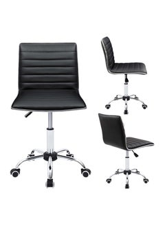 Mahmayi Mahmayi Black Leather Swivel Executive Chair Stylish Ribbed Mid Back Design Ideal for Office, Home and Workspace  - Image 5