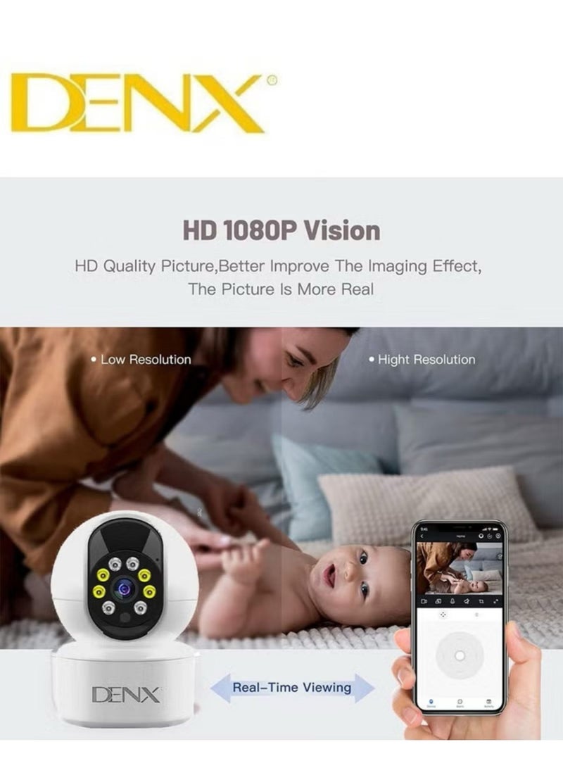 Denx High-resolution surveillance camera with 3.0 MP, featuring colored night vision, 340-degree viewing angle, and support for storage up to 128GB | DX2258  - Image 5