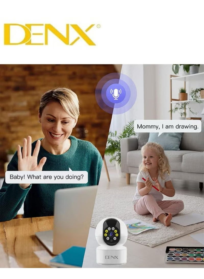 Denx High-resolution surveillance camera with 3.0 MP, featuring colored night vision, 340-degree viewing angle, and support for storage up to 128GB | DX2258  - Image 2