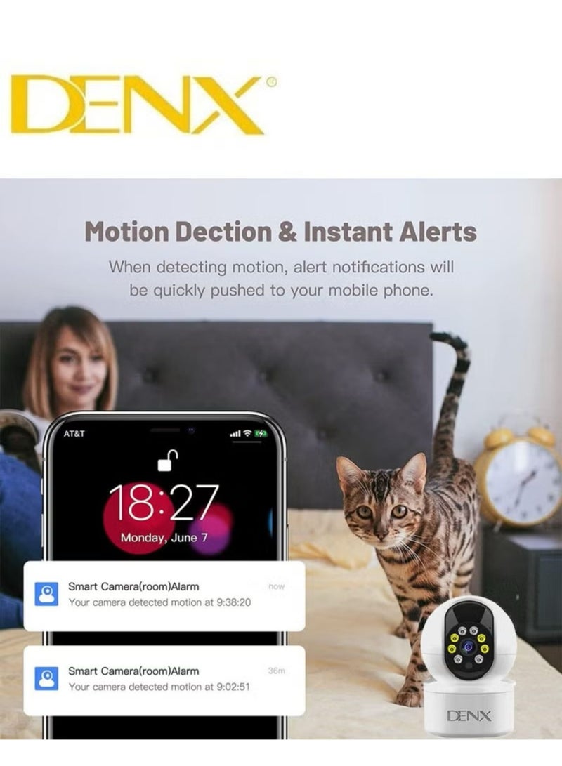 Denx High-resolution surveillance camera with 3.0 MP, featuring colored night vision, 340-degree viewing angle, and support for storage up to 128GB | DX2258  - Image 3