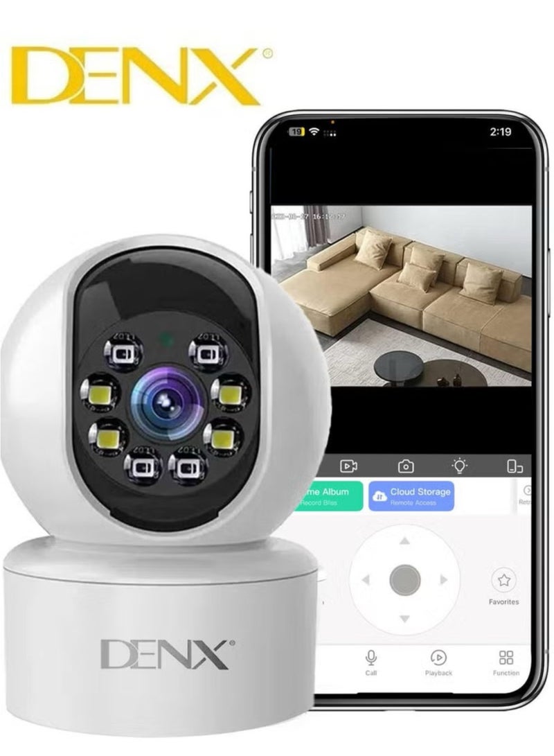 Denx High-resolution surveillance camera with 3.0 MP, featuring colored night vision, 340-degree viewing angle, and support for storage up to 128GB | DX2258  - Image 4