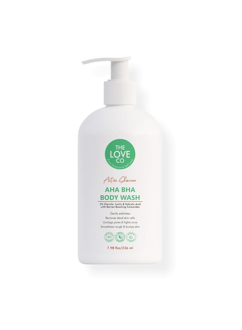 ذا لوف كو. غسول الجسم بحمض ألفا هيدروكسي هيدروكسي هيدروكسي | 5% حمض الجليكوليك واللاكتيك والساليسيليك | يقشر بلطف ويحارب حب الشباب ويفتح المسام | مع سيراميد معزز للحاجز الواقي | خالٍ من الكبريتات | للجنسين | 236 مل - Image 1