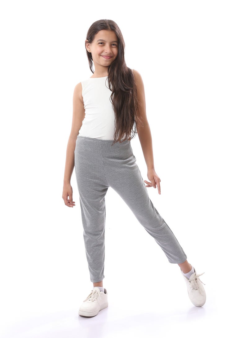 Andora Girls Houndstooth Zipped Pants - Black & White - Image 1