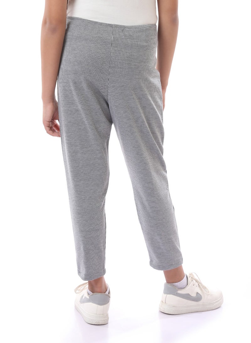 Andora Girls Houndstooth Zipped Pants - Black & White - Image 4