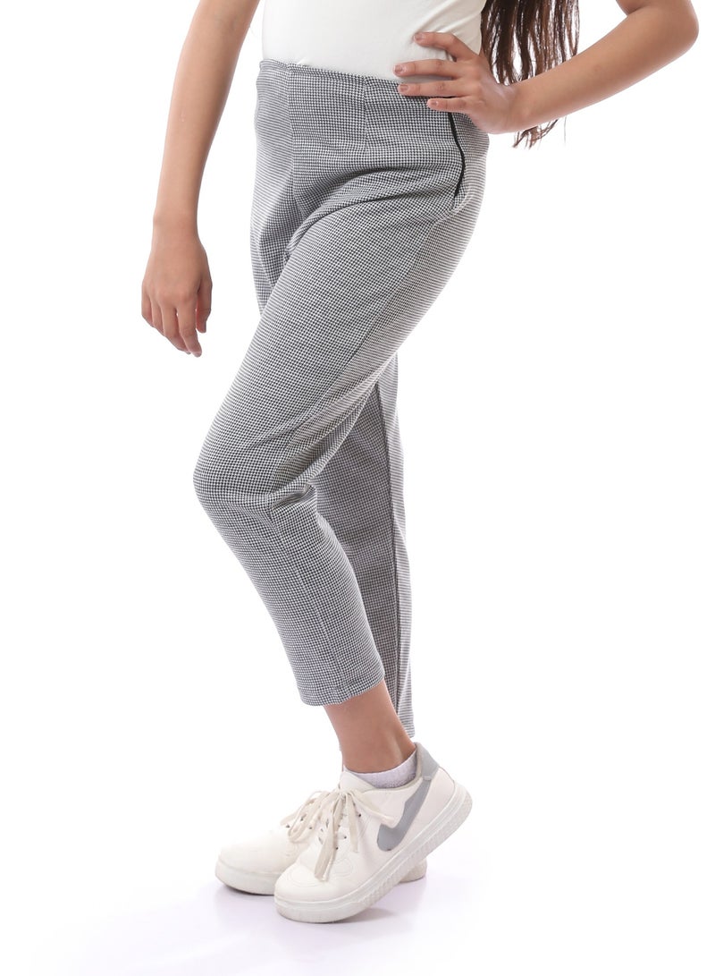 Andora Girls Houndstooth Zipped Pants - Black & White - Image 3