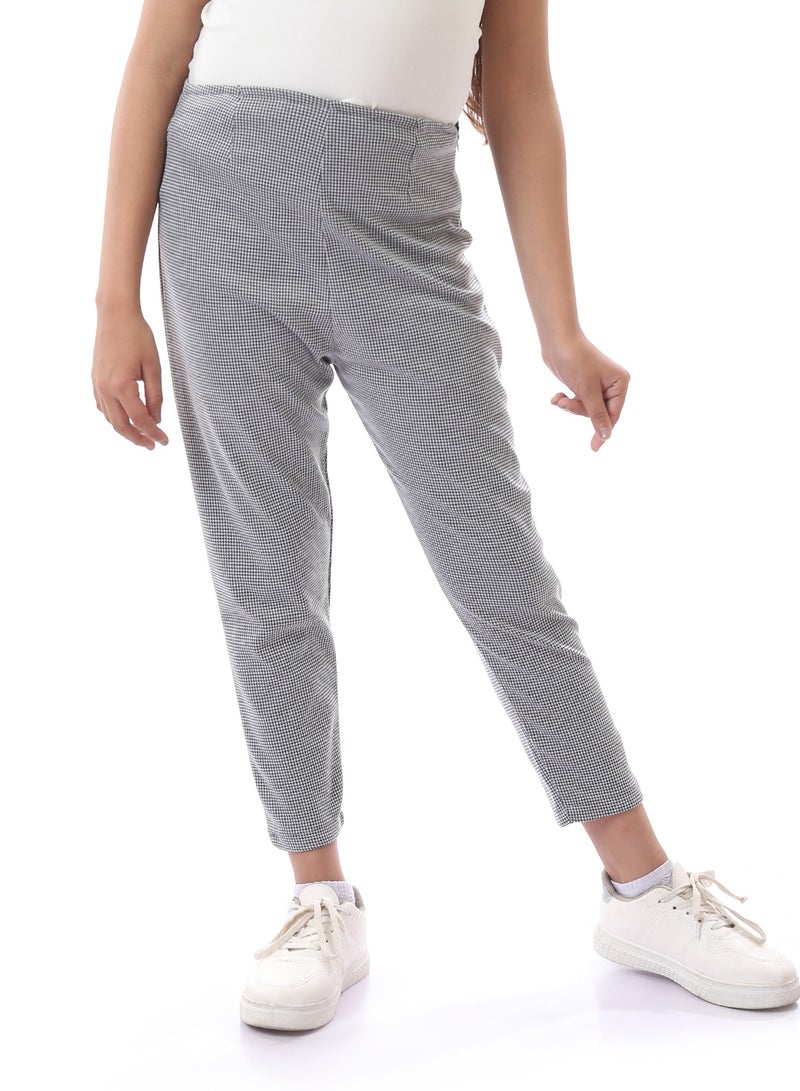 Andora Girls Houndstooth Zipped Pants - Black & White - Image 2