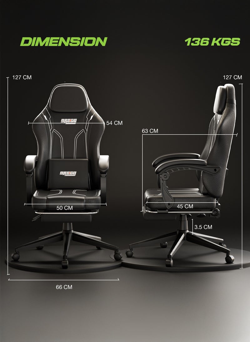 DROGO Onyx Premium Ergonomic Gaming Chair, Video Game Chair with Linkage Armrest, Footrest & Adjustable Seat Computer Chair with PU Leather, Head & Massager Lumbar Pillow Home & Office Chair with Recline Black  - Image 5