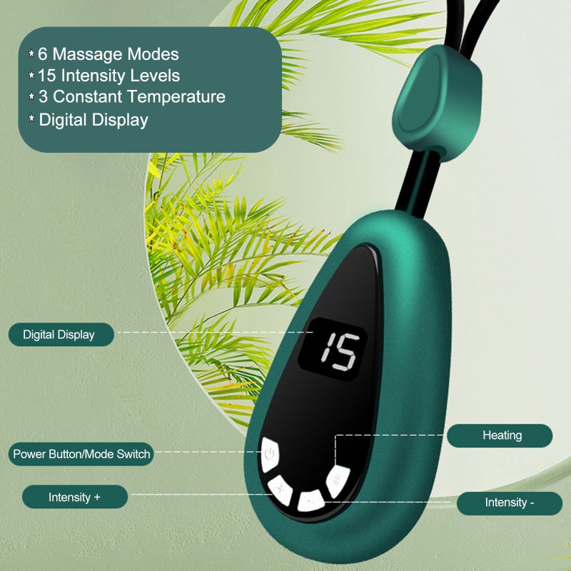 Portable Neck Massager with Neck Strap Shoulder Neck Pain Relief 6 Massage Modes 15 Intensity Levels 3 Constant Temperature Heat Therapy Digital Display Rechargeable - Image 5
